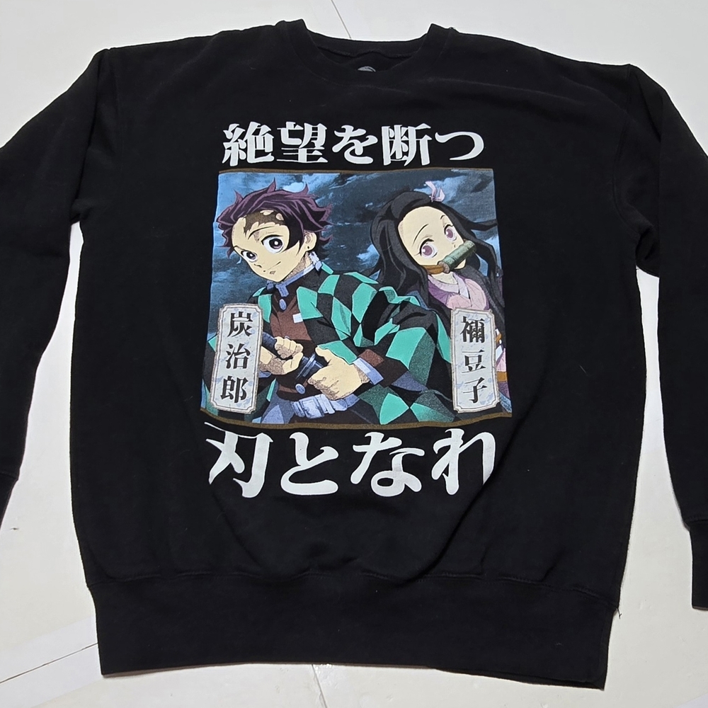 Black Anime Graphic Men's Sweater